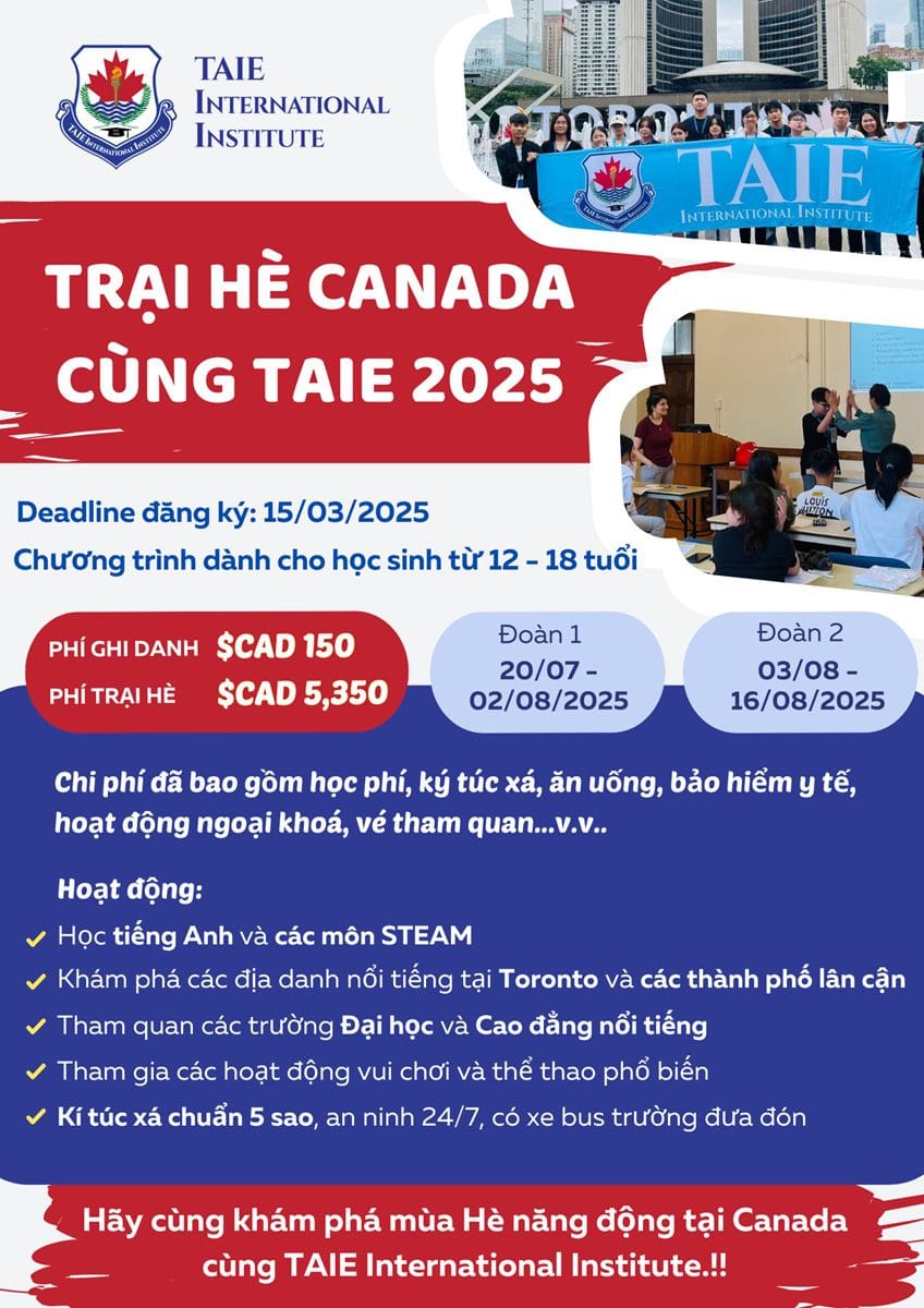 Du học Hè Canada 2025 sôi động cùng TAIE International Institute 1 Du học Hè Canada 2025