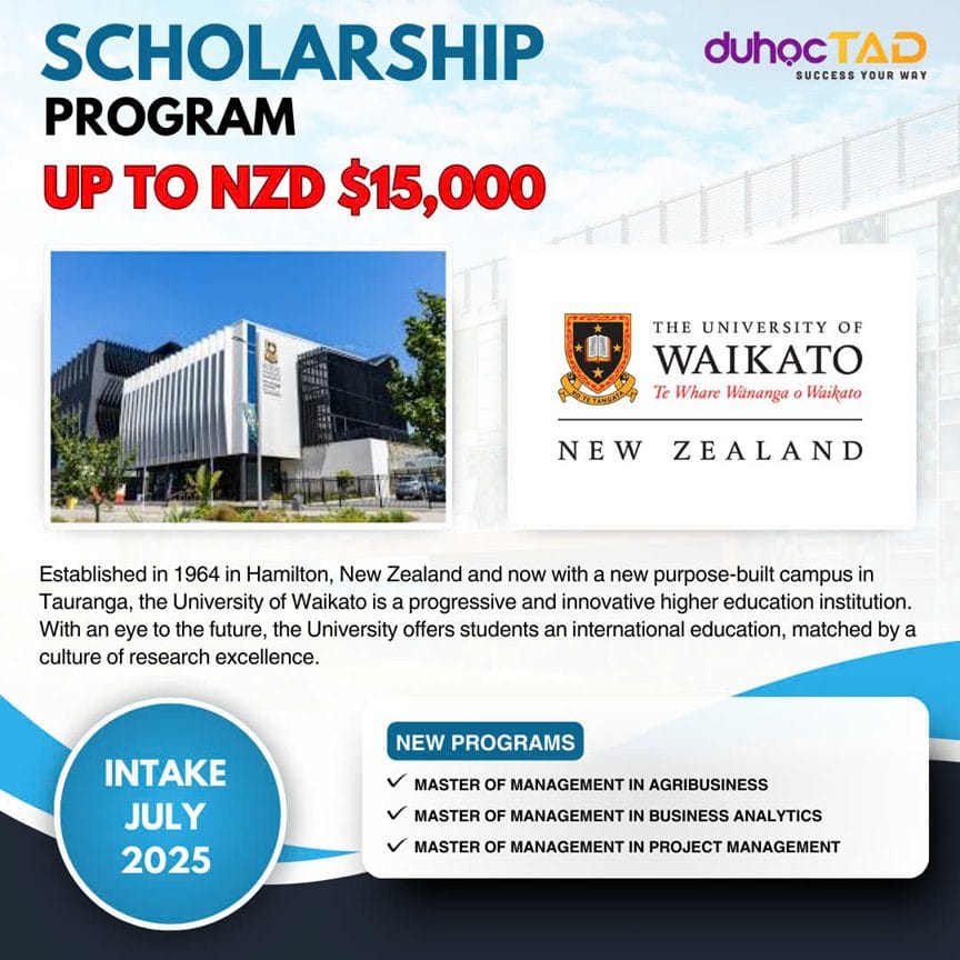 University of Waikato cập nhât học bổng lên đến 15,000 NZD 2 University of Waikato