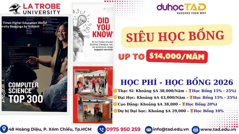 Siêu HỌC BỔNG lên đến 14,000 A$ từ La Trobe Sydney 1 La Trobe Sydney