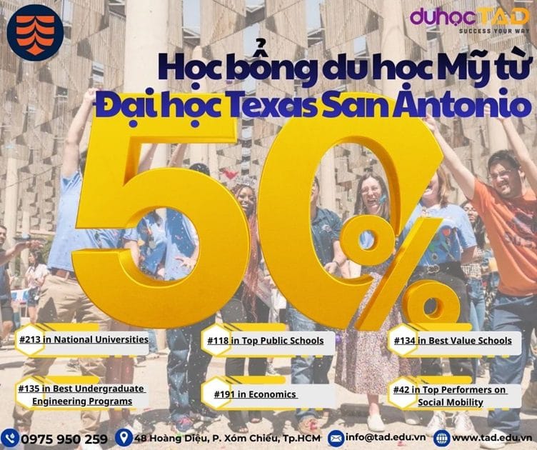Học bổng du học Mỹ 50% từ Đại học Texas San Antonio 3 Đại học Texas San Antonio