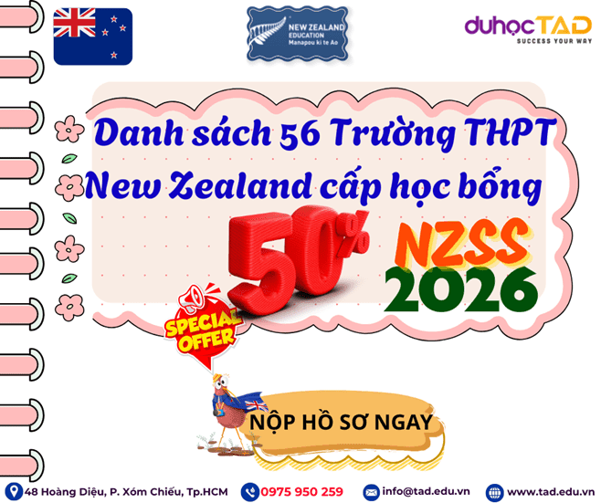 Danh sách 56 trường THPT New Zealand cấp học bổng NZSS 50% 1 học bổng NZSS
