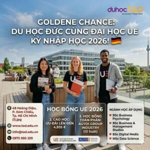 Du học Đức bằng tiếng Anh và nhận học bổng 50% từ UE