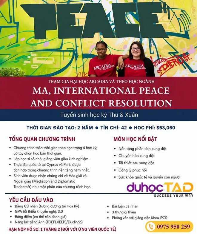 Học ngành Hòa bình (Peace) & Giải quyết Xung đột (Conflict Resolution) 3 Học ngành Hòa bình và Giải quyết Xung đột (Peace & Conflict Resolution)