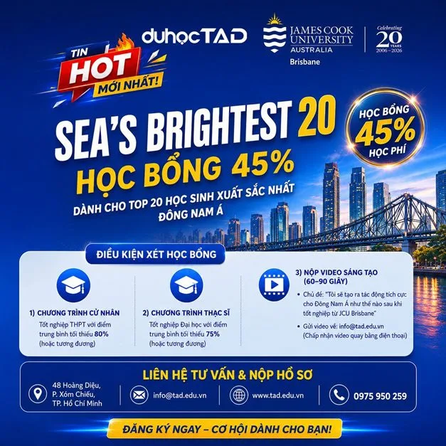 Đại học James Cook Brisbane cấp 20 suất học bổng 45% cho Đông Nam Á 1 Đại học James Cook Brisbane cấp 20 suất học bổng 45% cho Đông Nam Á