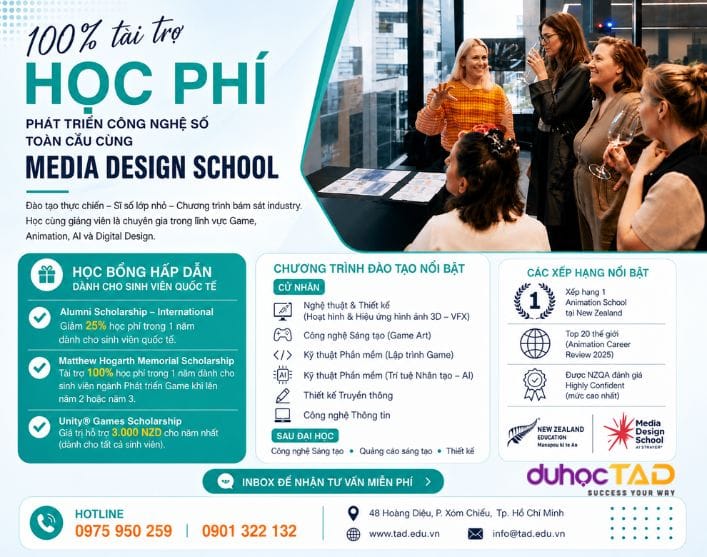 Học bổng 100% từ Media Design School để học GAME, AI, ANIMATION 1 Học bổng 100% từ Media Design School để học GAME, AI, ANIMATION