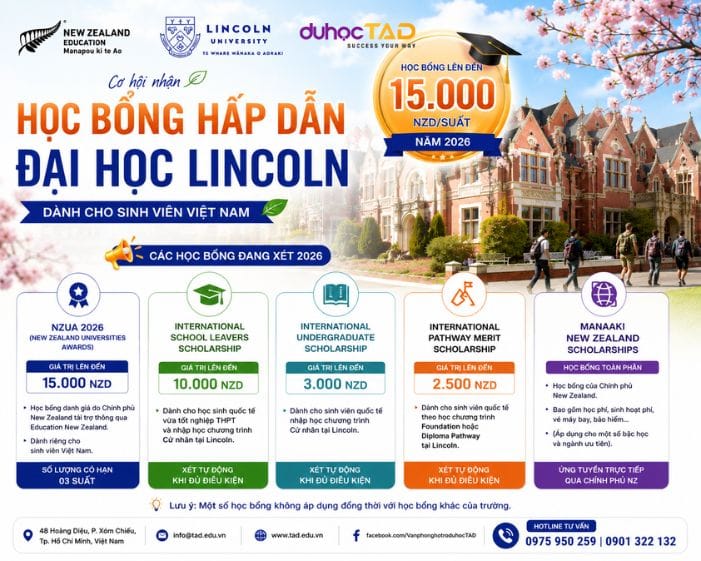 Lincoln University được yêu thích vì học bổng 15,000 NZD? 1 Lincoln University được yêu thích vì học bổng 15,000 NZD phải không?