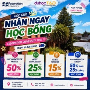 Federation Uni cấp học bổng 50% - Giảm 50% phí ký túc xá