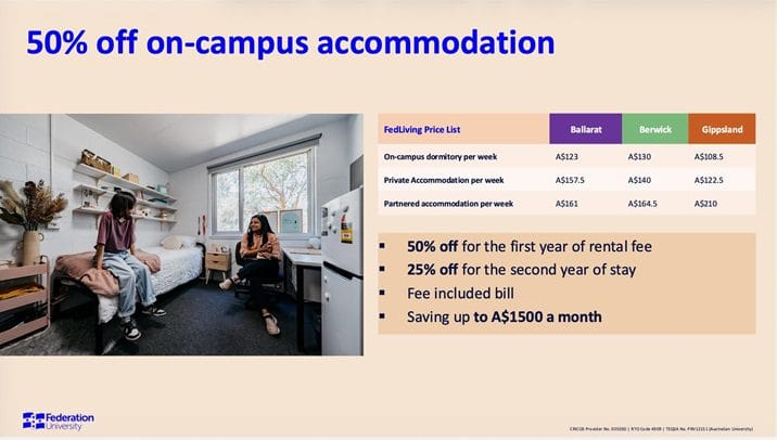 Federation Uni cấp học bổng 50% - Giảm 50% phí ký túc xá 2 Federation Uni cấp học bổng 50% - Giảm 50% phí ký túc xá