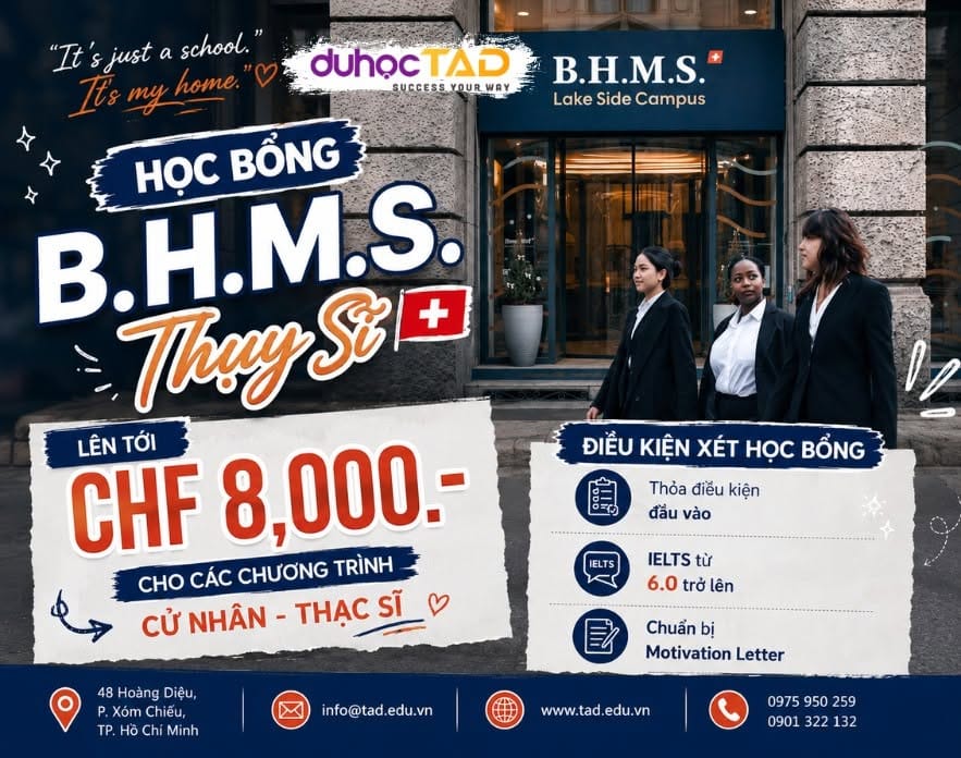 BHMS tăng học bổng 8,000 CHF và KHÔNG tăng học phí 2027