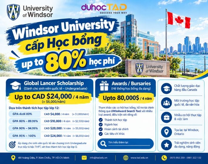 University of Windsor cấp học bổng KHỦNG up to 80% học phí 1 University of Windsor cấp học bổng KHỦNG up to 80% học phí