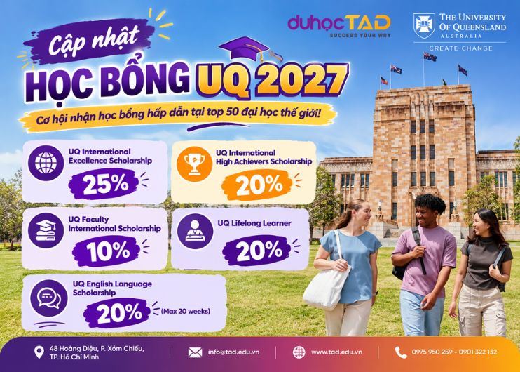 5 học bổng từ University of Queensland 2027 G8 Úc up to 25% 1 5 học bổng từ University of Queensland 2027 G8 Úc up to 25%